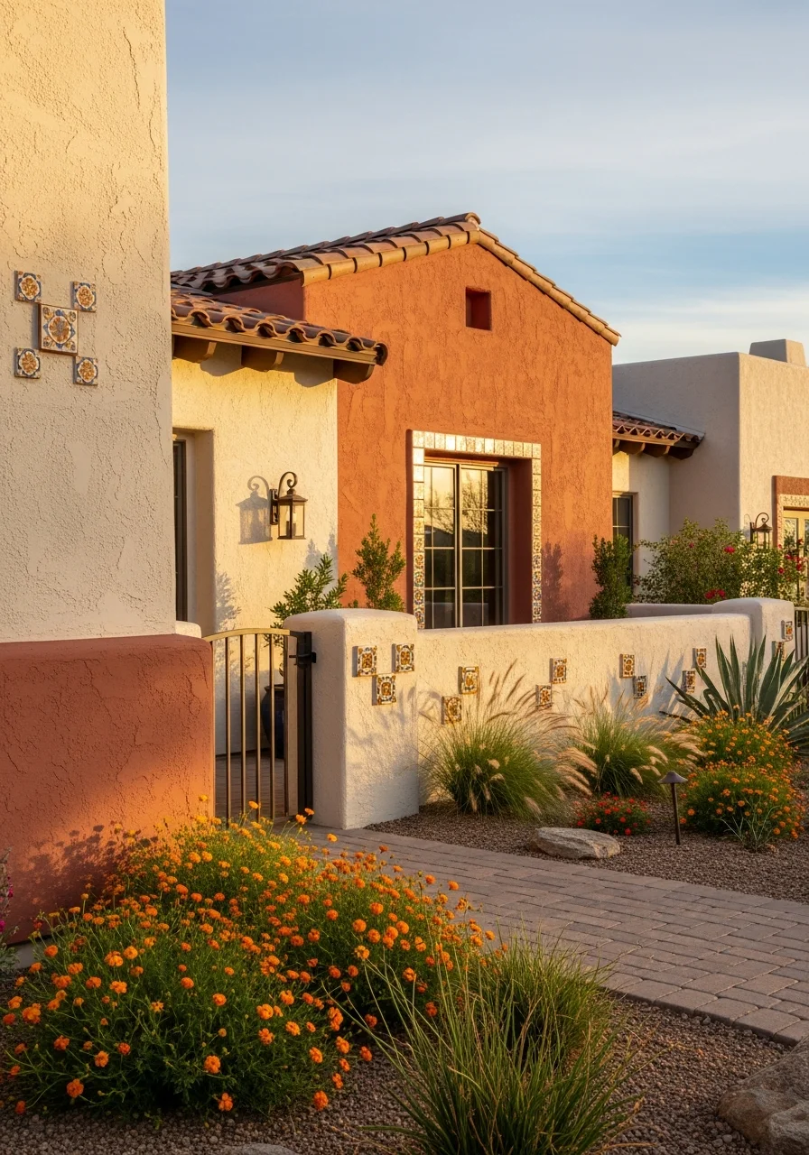 Close-up of Scottsdale residence showing high-end exterior materials and architectural detail.
